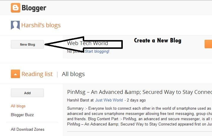 Create a New Blog with Blogger