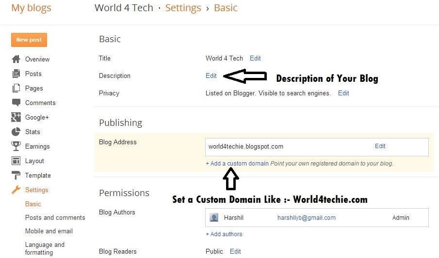 Set a Custom Domain for Blogger Blog