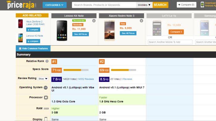 Quick Product Comparison Tool