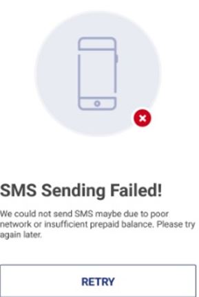 BHIM SMS Sending Failed