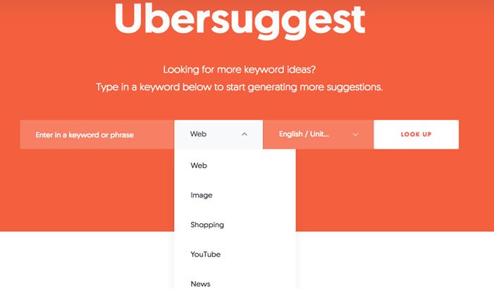 Ubersuggest's Free Keyword Tool