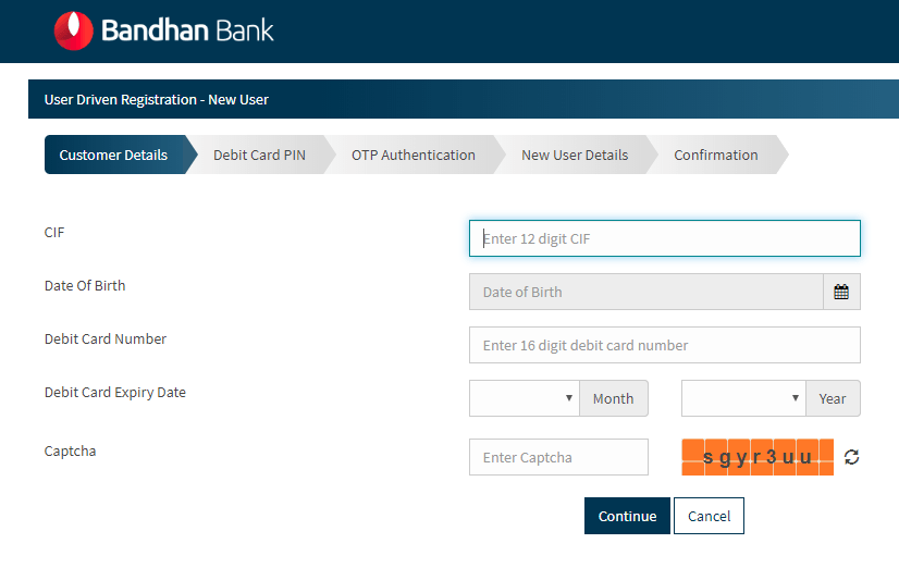 Bandhan Bank - Net banking