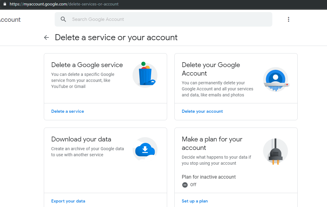 Delete Google Gmail Account