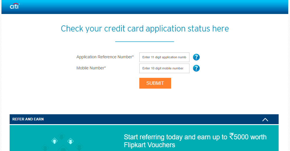Citibank credit card application status