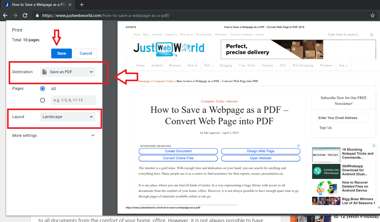 How to Save a Webpage as a PDF In Chrome
