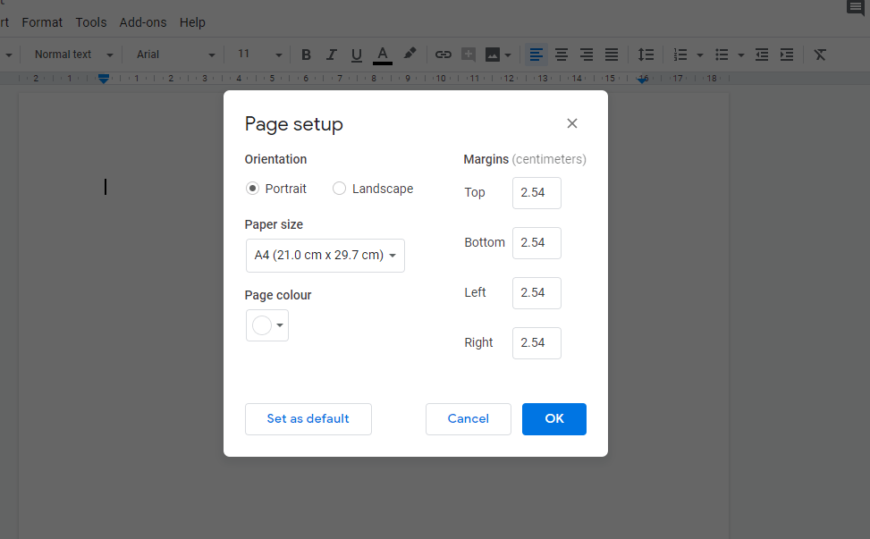 Page Setup in Word