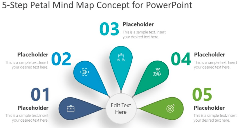 5-Step Petal Mind Map Concept for PowerPoint